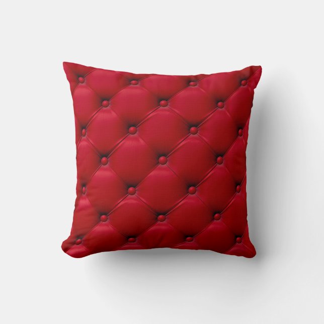 Coussin Texture boutonnée rouge : motif extensible. (Recto)