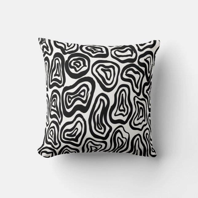 Coussin Texture brossée noire et blanche Lancer l'oreiller (Recto)