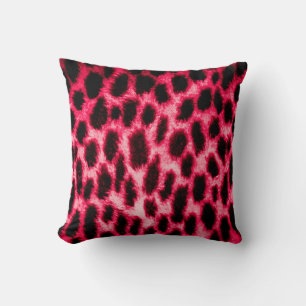 Coussin Texture cuir léopard aux couleurs noir et rouge