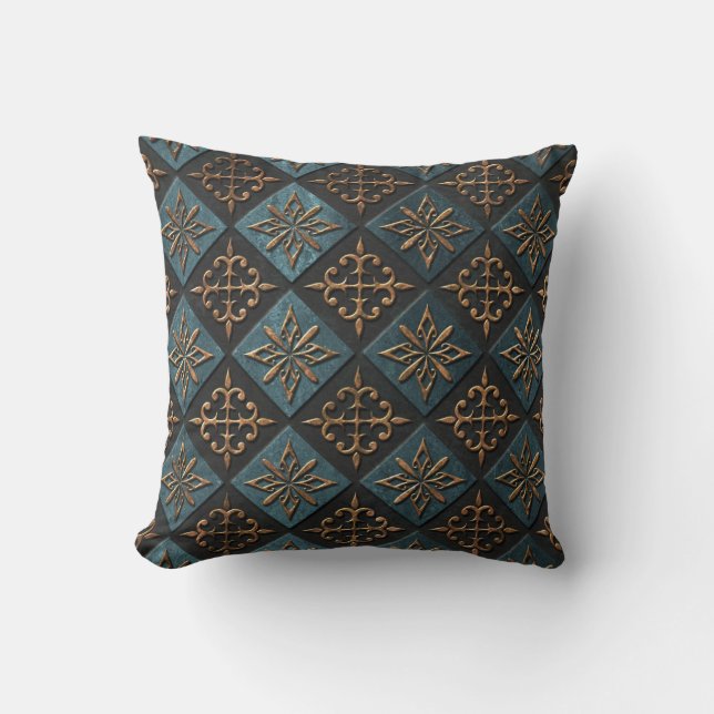 Coussin Texture de bronze avec motif de sculpture. (Recto)