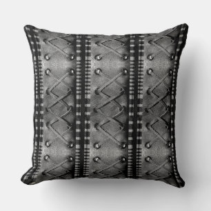 Coussin Texture de cuir faux lacé moderne