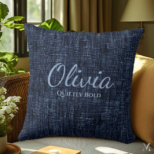 Coussin Texture de Denim Bleu Marine Décoration de Maiso