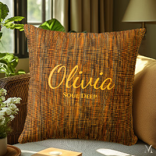 Coussin Texture de Denim orange rustique Décor personnal