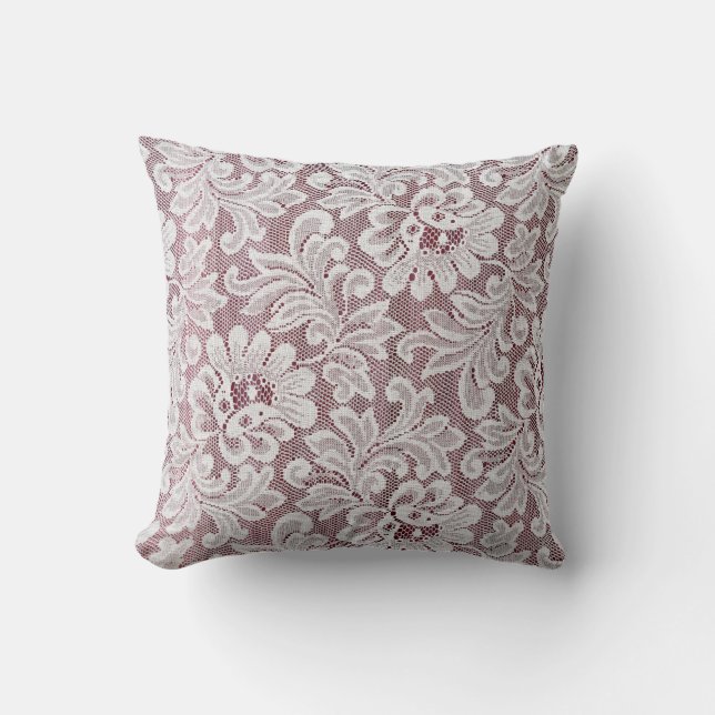 Coussin Texture de dentelle d'élégance blanche avec bea sa (Recto)