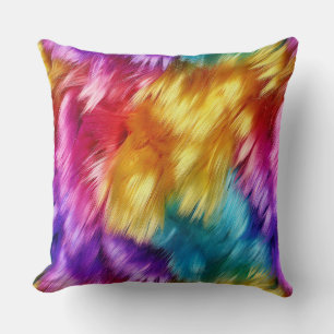 Coussin texture de fausse fourrure de monstre arc-en-ciel