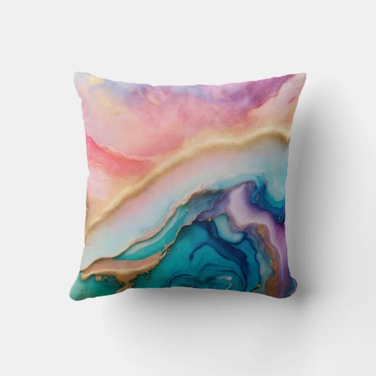 Coussin Texture de feuille d'or fausse géode d'agate paste (Verso)