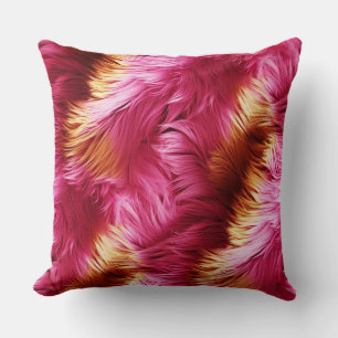 Coussin Texture de fourrure de monstre factice rose et ora