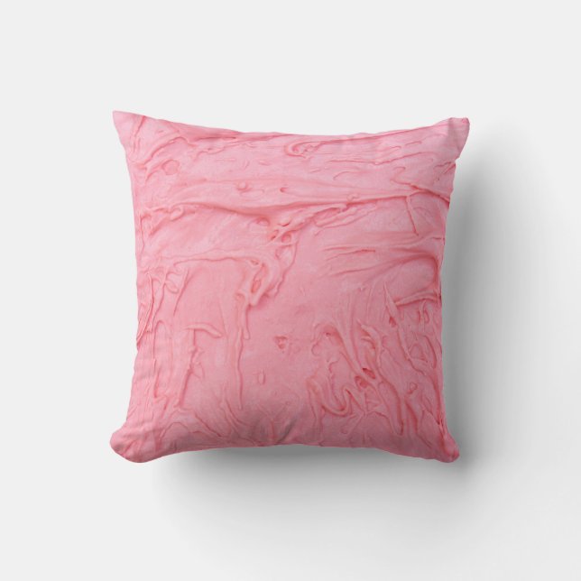 Coussin Texture de glace à la fraise rose (Recto)