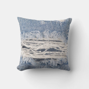 Coussin Texture de jean déchiré