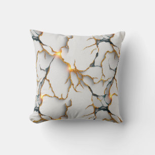 Coussin Texture de marbre blanc avec des veines d'or lumin