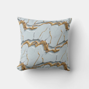 Coussin Texture de marbre blanc avec veines d'or fissurées