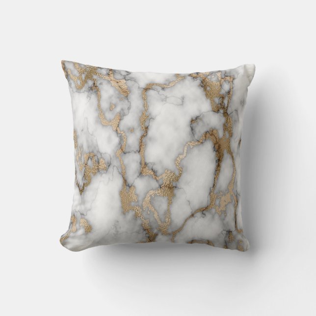 Coussin Texture de marbre blanc doré tendance cool  (Recto)