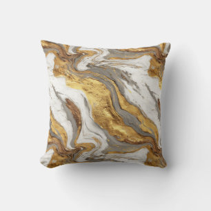 Coussin Texture de marbre gris abstrait avec or fluide
