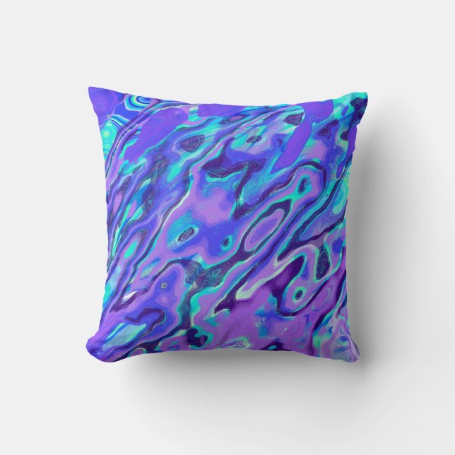 Coussin Texture de marbre néon violet abstrait de peinture (Recto)