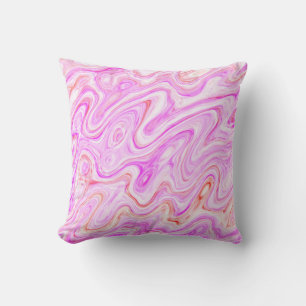 Coussin Texture de marbre rose bébé peinture liquide abstr