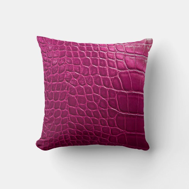 Coussin Texture de peau de crocodile rose (Recto)