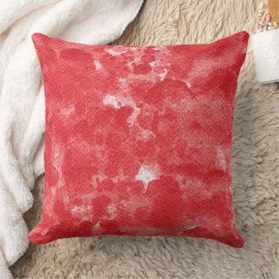Coussin Texture de peinture à l'eau moderne rouge cramoisi