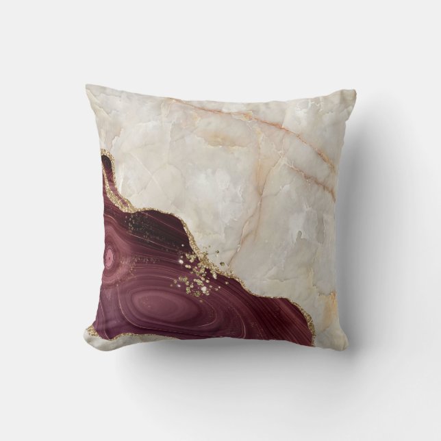 Coussin Texture de pierre de marbre de Bourgogne crème ten (Recto)
