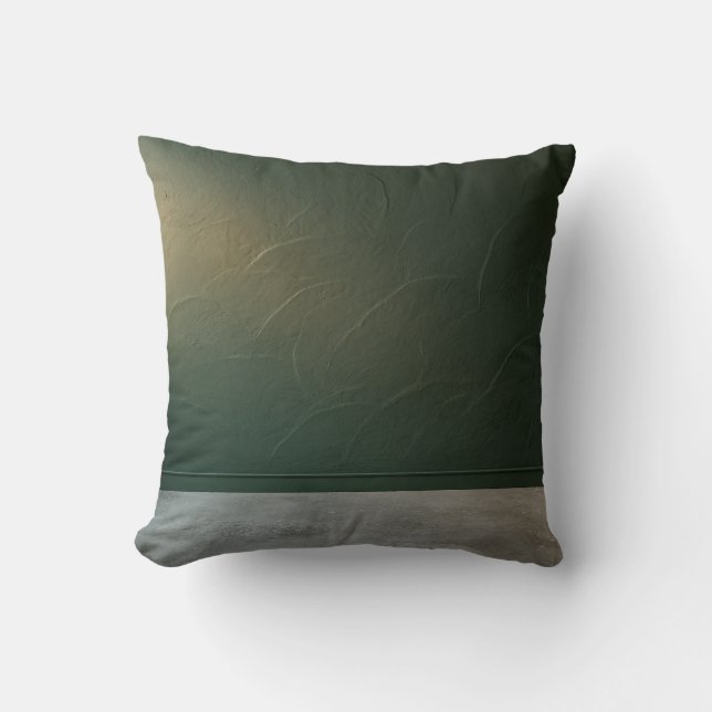 Coussin Texture de Plâtre Abstraite Vert Forestier Minimal (Recto)