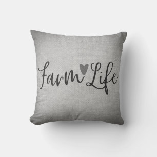 Coussin Texture de toile de jute grise de vie de ferme rus