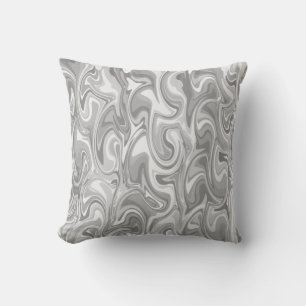 Coussin Texture de tourbillon de marbre - Tons argentés