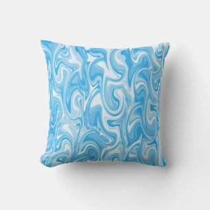Coussin Texture de tourbillon de marbre - Tons bleus