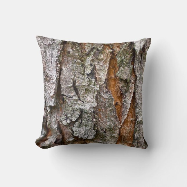Coussin Texture d'écorce d'arbre réelle (Recto)