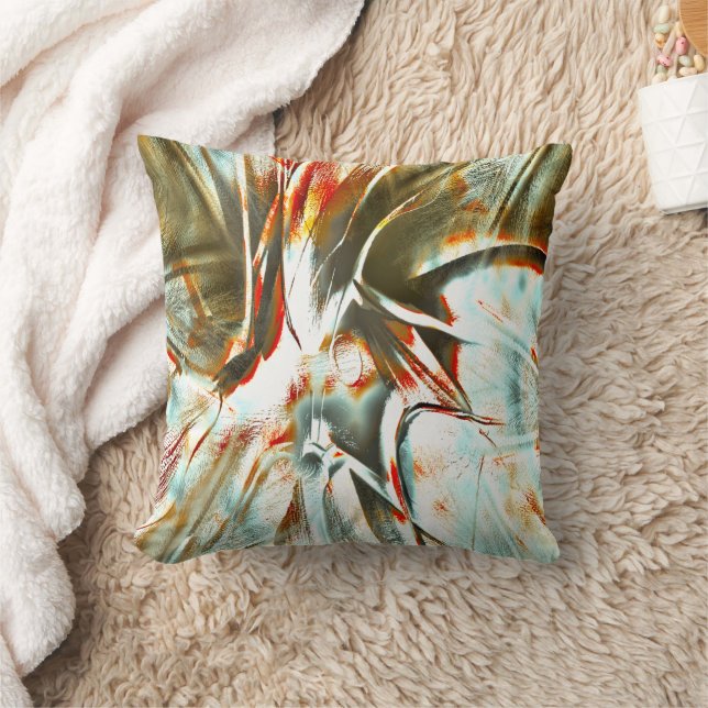 Coussin Texture d'ocher avec encre pixélisée et rayures (Couverture)