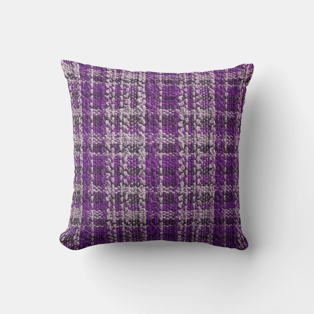 Coussin Texture du tissu de tartan violet utile comme supp (Recto)