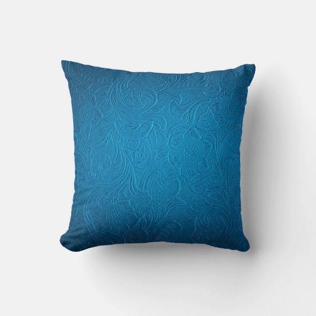 Coussin Texture en cuir bleu (Recto)