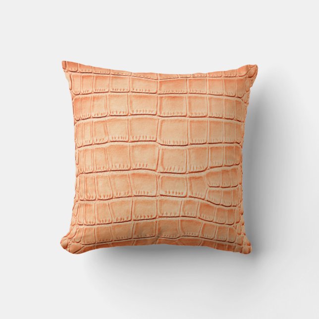 Coussin Texture en cuir de crocodile brun clair (Recto)
