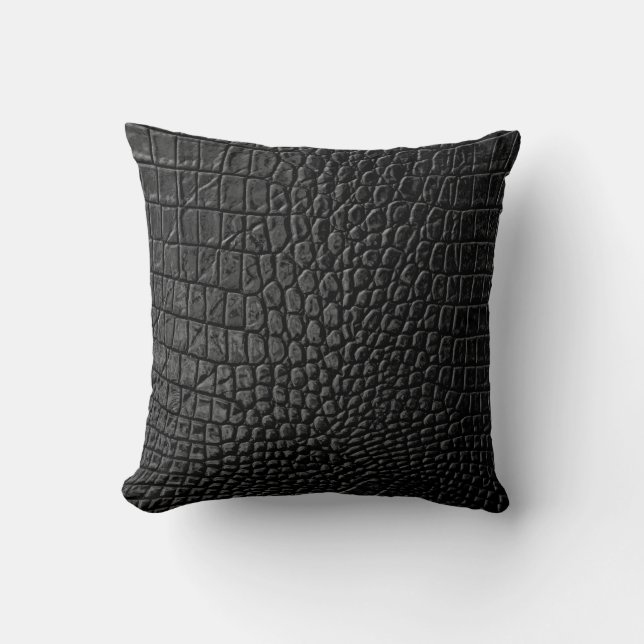 Coussin Texture en cuir noir (Recto)
