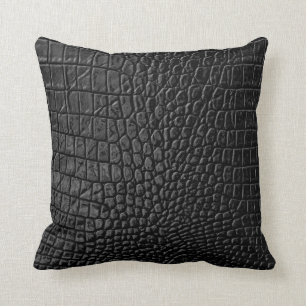 Coussin Texture en cuir noir