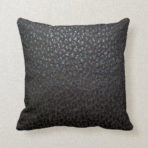 Coussin Texture en cuir noire