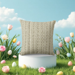 Coussin Texture en tricot torsadé ivoire