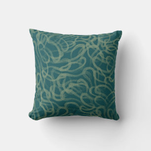 Coussin Texture étouffée complexe, abstraite turquoise