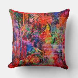 Coussin Texture florale rouge