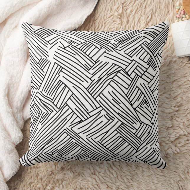 Coussin Texture Géométrique Abstraite Noir Blanc Moderne (Couverture)