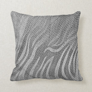 Coussin Texture grise de zèbre d'abrégé sur argenté sa