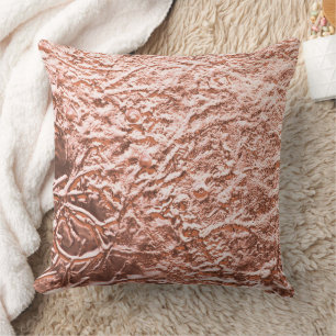 Coussin Texture Métallique Abstraite Or Rose Moderne