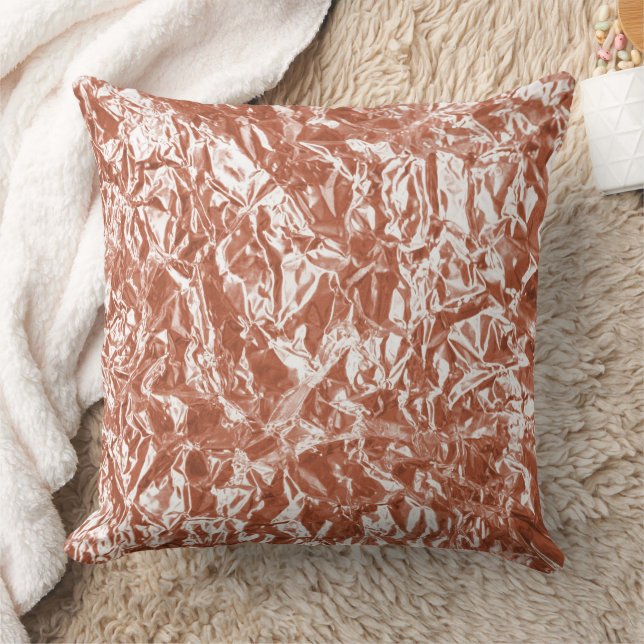 Coussin Texture Métallique Abstraite Or Rose Moderne (Couverture)