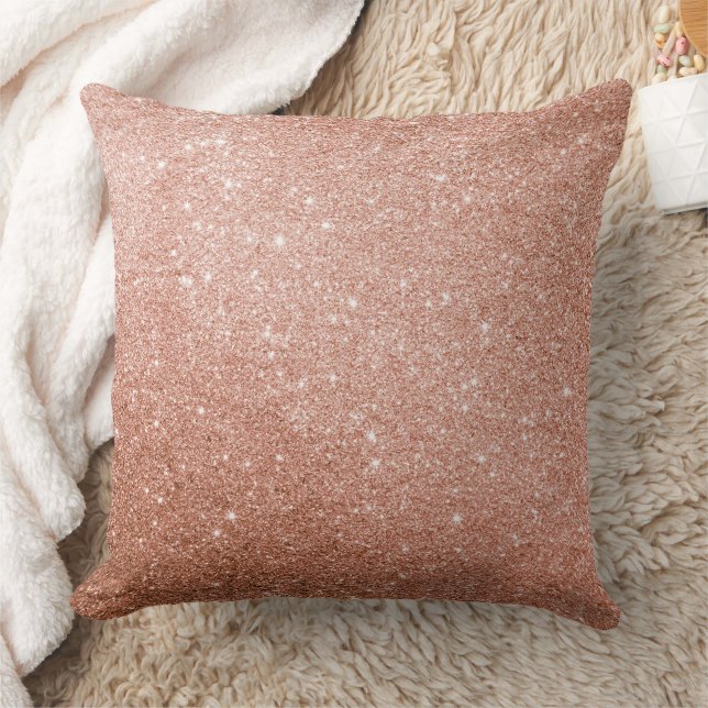 Coussin Texture Métallique Abstraite Or Rose Moderne (Couverture)