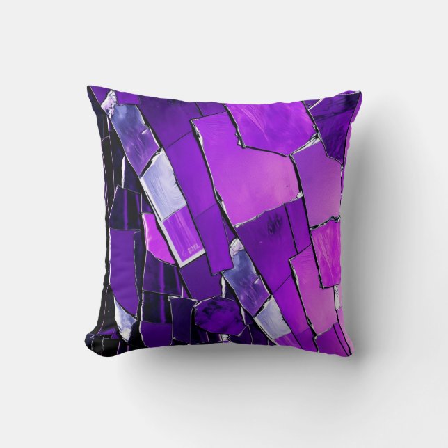 Coussin Texture Métallique Plum Noir Glitch Glam (Recto)
