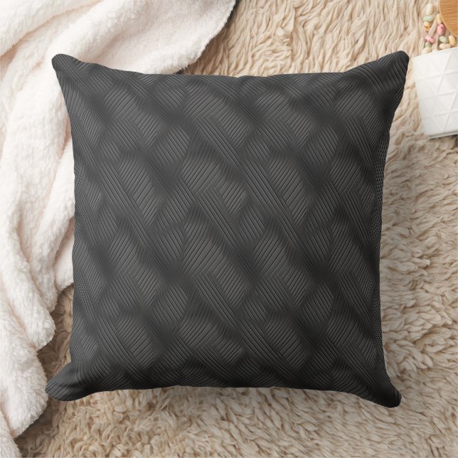 Coussin Texture nervurée en motif gris et noir (Couverture)