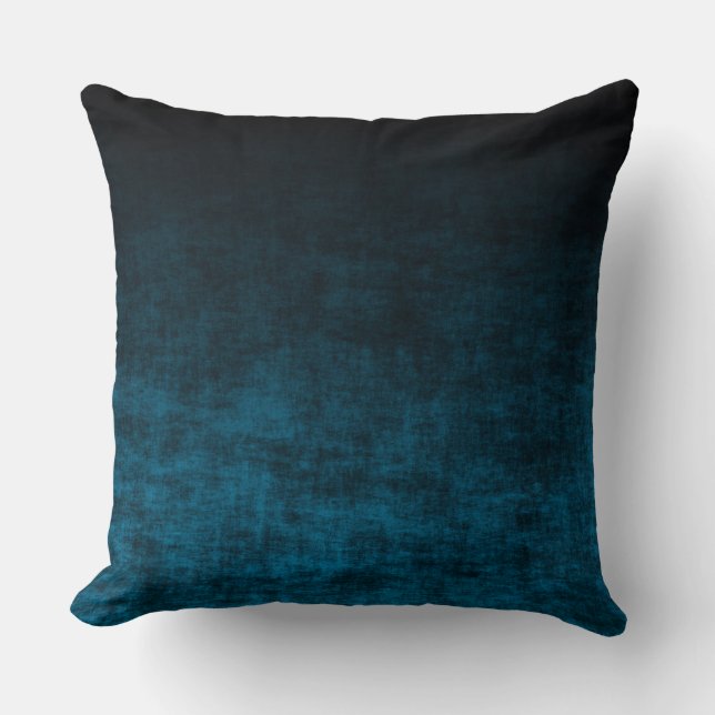Coussin Texture Ombrée Grunge Noir et Sarcelle (Recto)