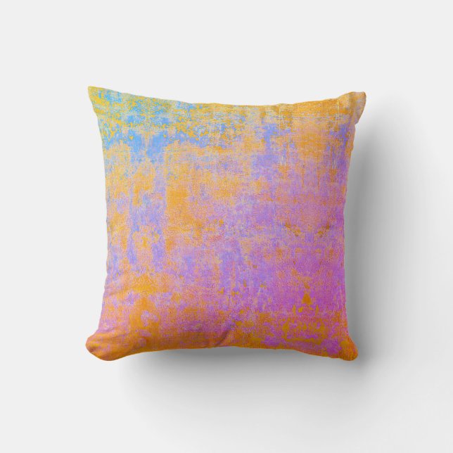 Coussin texture peinte dans des couleurs de coucher de sol (Recto)