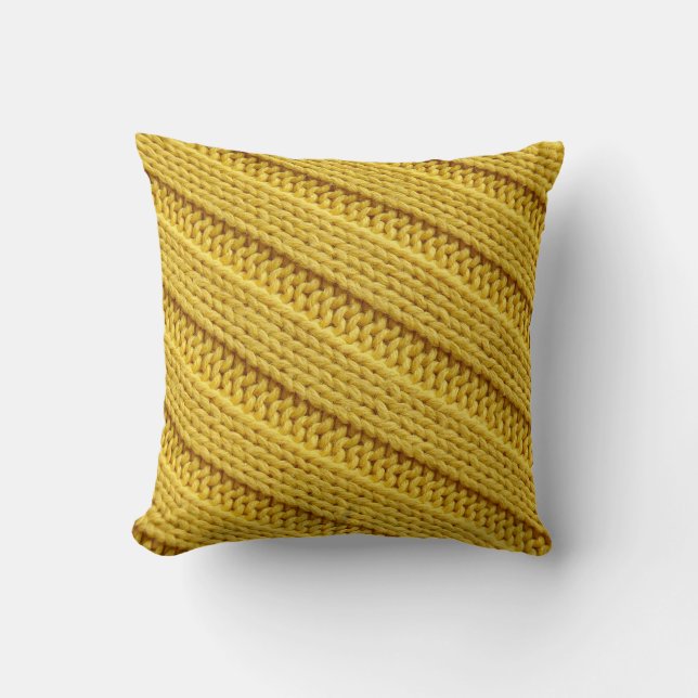 Coussin Texture textile tricotée colorée. Jaune. (Recto)