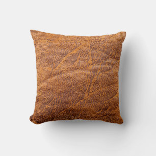 Coussin Texturetexation en cuir marron naturel, cuir, ski