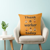 Coussin Thank a Worker Today Minimal Typography Design (Chaise)