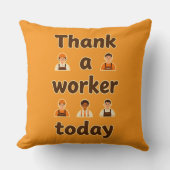 Coussin Thank a Worker Today Minimal Typography Design (Recto)